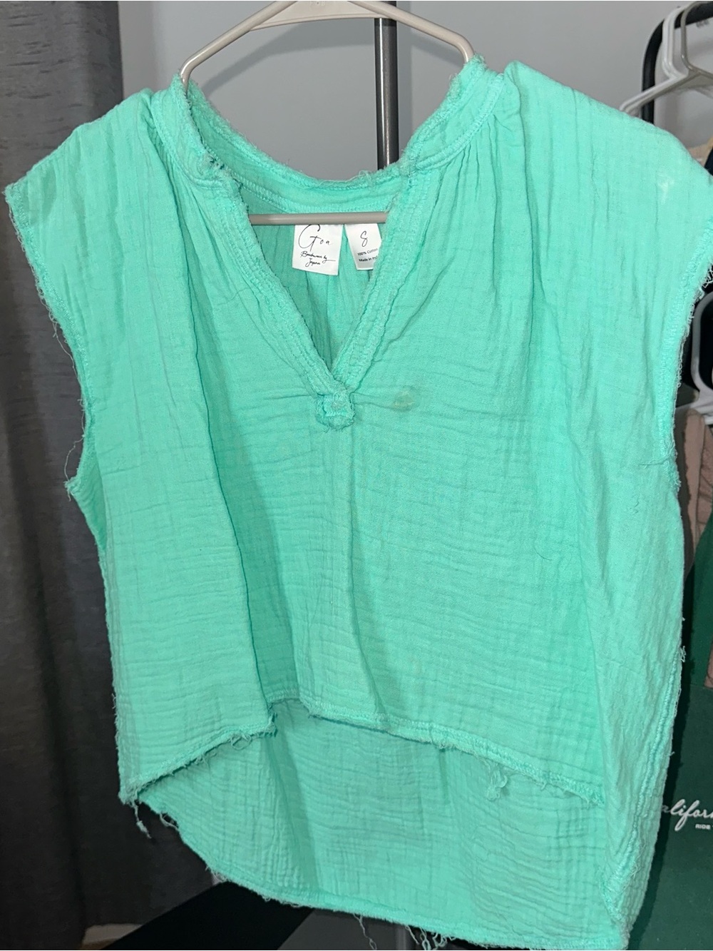 Goa Lightweight Mint Green Gauze Sleeveless Top